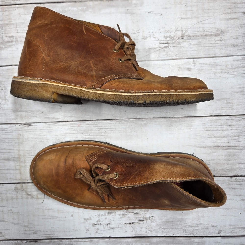 Clarks Desert Boot Chukka Ankle Boots Women 6.5 Brown Beeswax Leather Crepe Sole